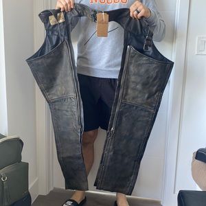 Motor cycle brown leather chaps size large